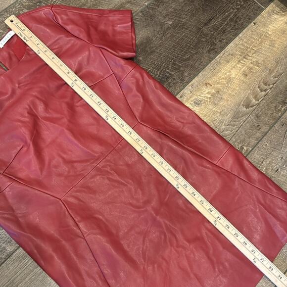 FRNCH Short Sleeve Faux Leather T Shirt Dress Brick Red Size M - Picture 4 of 8